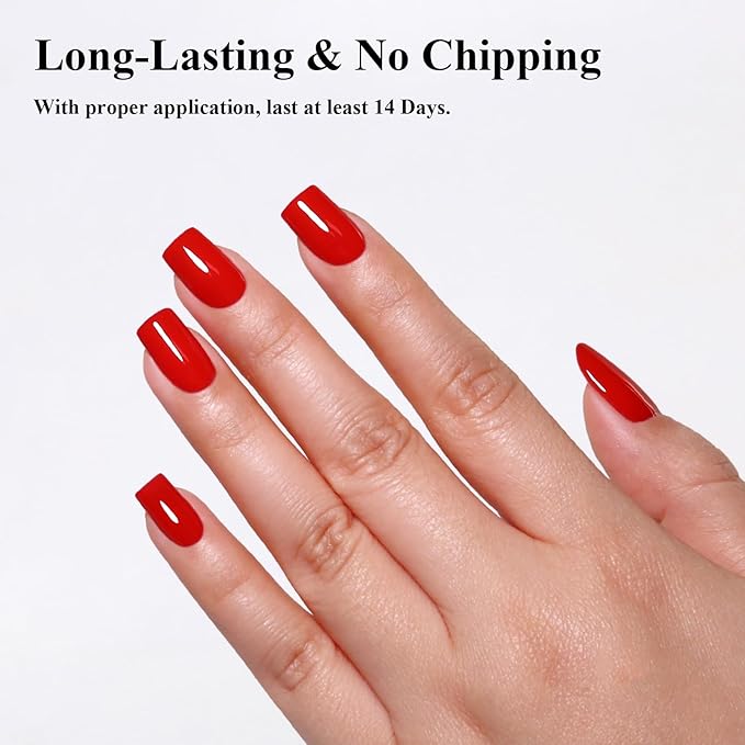 Imtiti Red Gel Polish, Bright Red Gel Polish 3 in 1 One Step Gel Polish Kit, Soak Off LED U V Gel Polish Nail Art Starter Manicure Salon for Women Girls 0.3 Fl Oz