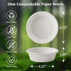 20 OZ 150 Count Disposable Compostable Paper Soup Bowls - Image 4
