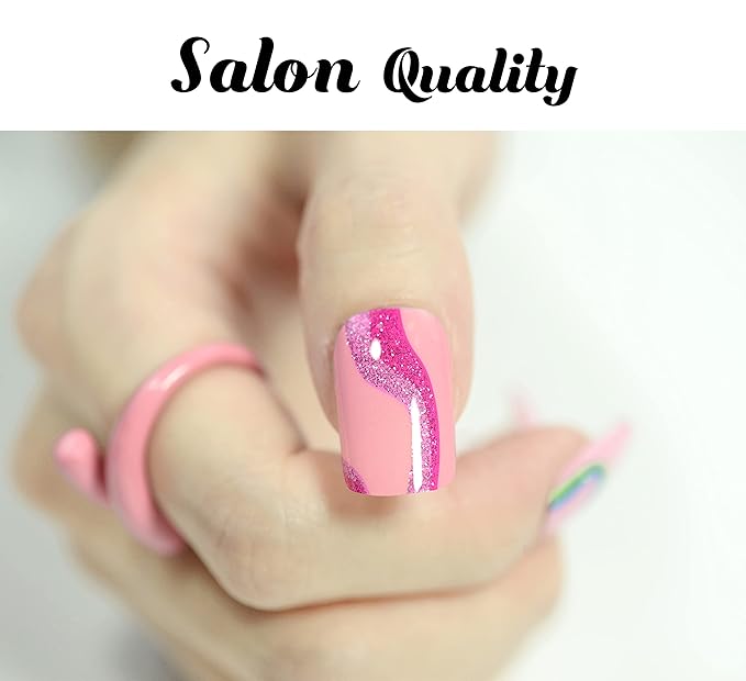 Nail Polish Strips, 32PCS Salon Quality Wraps, Long Lasting Gel Nail Stickers for Women Easy Apply& Remove (Bubble Gum Dark Pink)