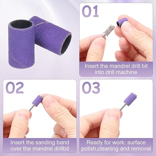 HARFINGTON 360pcs Small Sanding Bands 80/120/180/240 Grit for Nail Drill Bits Mini Sanding Band for Nails Gel Manicures Colorful