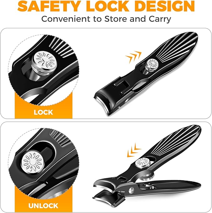 Nail Clippers for Men Thick Nails with Catcher, Large Toe Nail Clippers for Thick Toenails for Seniors with Wide Jaw Opening, Sharp Fingernail Clipper Cutter Set with Long Handle Gifts for Men Women