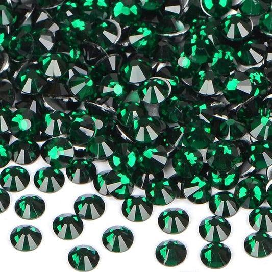 1440PCS Art Nail Rhinestones Non Hotfix Glue Fix Round Crystals Glass Flatback for DIY Jewelry Making with one Picking Pen (ss20 1440pcs, Emerald)