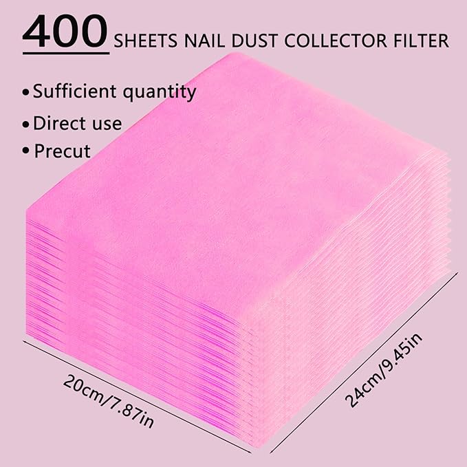 400 Sheets Nail Dust Collector Filter Paper Disposable Nail Dust Filters for Most of Nail Dust Collector Machine Nail Vacuum Dust Collector for Nail Salon Nail Spa Nail Tech Nail Supplies Accessories