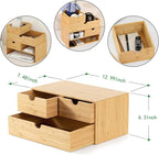 Bamboo Desk Organizer with Drawers, 3-Drawer Desktop Storage Box | 3 Drawers - Image 3