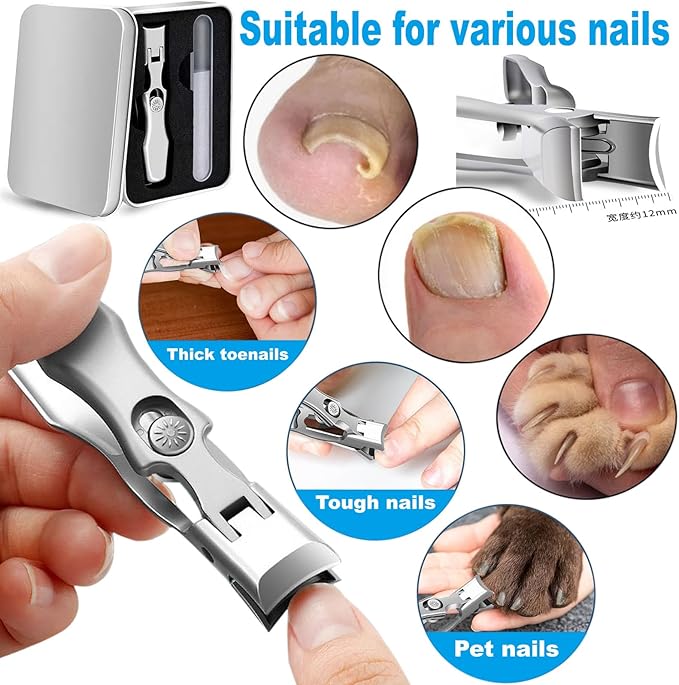 Men's Nail Clipper, 2024 New Luxury Ultra Sharp Nail Clipper, Suitable for Thick Nails, Stainless Steel, Silver