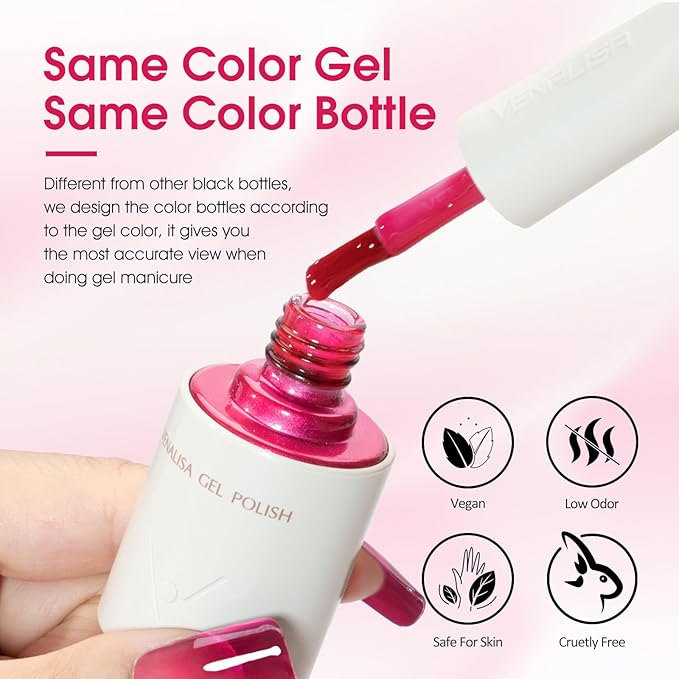 VENALISA Gel Nail Polish Set, 5 Colors 10ML Gel Polish Kit Orange Purple Pink Color Soak Off Salon Manicure DIY at Home Nail Art For Girls Women