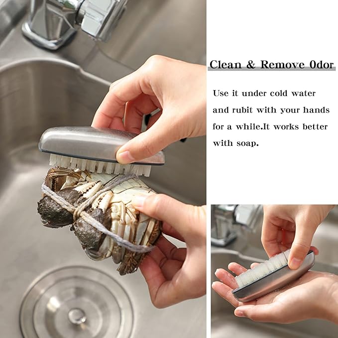 2 Pieces Nail Brushes for Cleaning, Beomeen Stainless Steel Fingernail Cleaner, Hand Nail Toes Cleaning and Scrubbing Brushes, Pedicure Nail Scrubber Non-Slip for Kitchen, Men & Mechanics