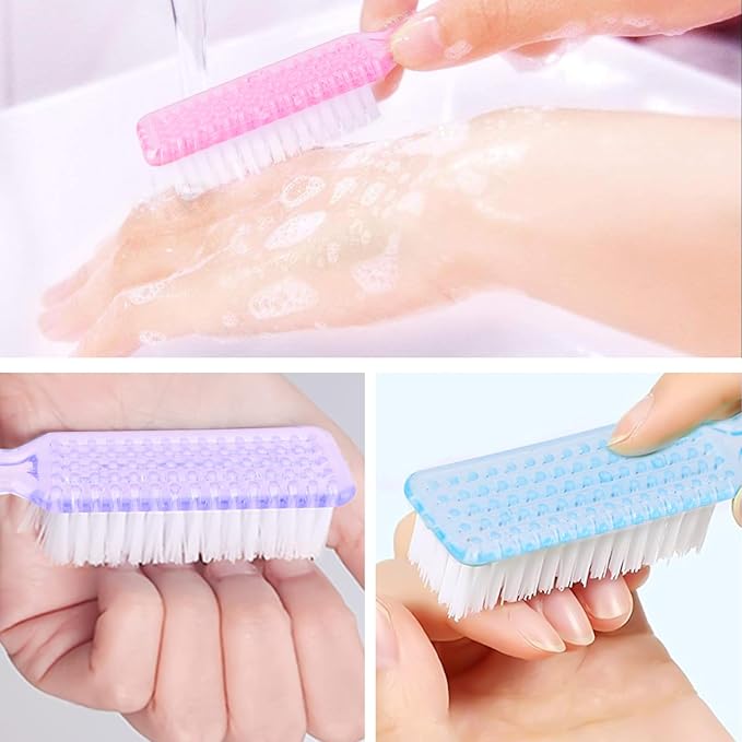 NICEMOVIC 30 Pcs Nail Brush for Cleaning Fingernails, Handle Grip Nail Scrubber Brush, Hand Fingernail Cleaner Brush Manicure Tools Scrub Cleaning Brushes, Use for Toe and Nail Cleaning (Clear)