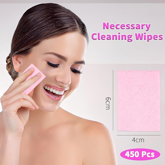 Lint Free Nail Wipes,450 Pcs Nail Cleaning Pads for Nail Art,Nail Polish Remover(Pink)