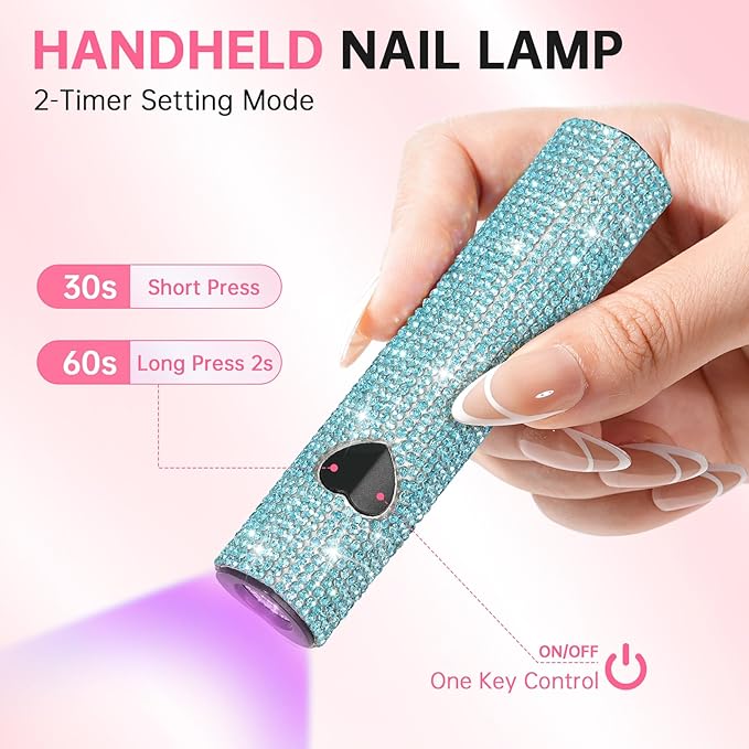 UV Light for Gel Nails, Handheld UV Nail Lamp, Portable LED Nail Lamp, Mini Nail Dryer, USB Nail Light for Fast Curing, Dark Blue
