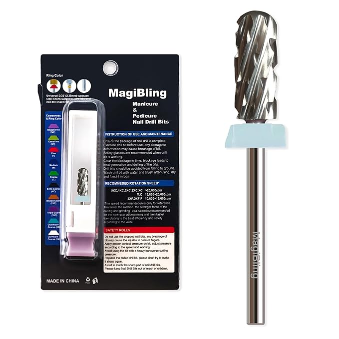 Super Cut Small Barrel 3/32'' Safety Tungsten Nail Drill Bits, Remove Gel Fast, Right handed, Manicure Cuticle Gel Polishing, Aggressive Bits for Professional Technician, Quadruple Coarse.