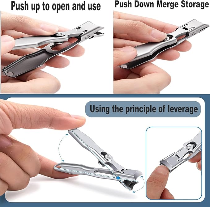 Men's Nail Clipper, 2024 New Luxury Ultra Sharp Nail Clipper, Suitable for Thick Nails, Stainless Steel, Silver
