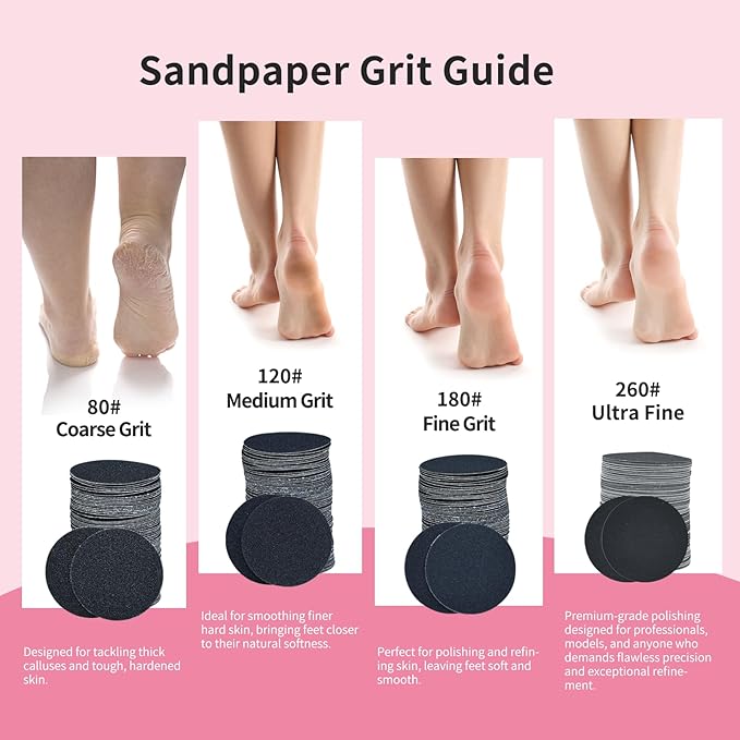 120pcs Replaceable Sandpaper for Electric Foot Callus Remover, 80 Grit Coarse Sandpaper Refill Discs