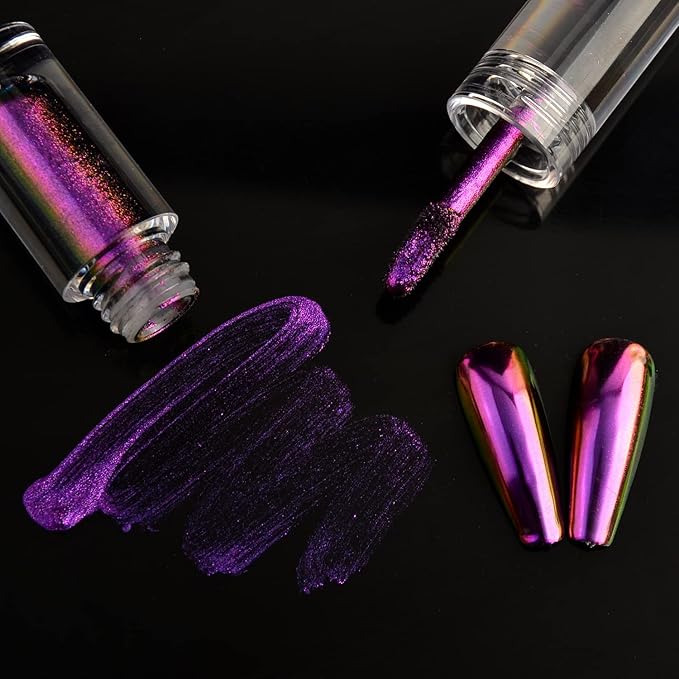 Chrome Nail Powder Liquid Holographic Mirror Effect Aurora Laser Nail Glitter Gel Nail Polish for Nail Art Manicure DIY Decoration