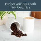 Folk Ceramics Dylan Cappuccino Cups, Whisper White, 8oz | Double Walled Ceramic - Image 7