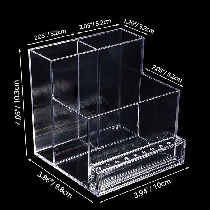 ANGNYA Nail Drill Bit Storage Box, Transparent 10-Hole Holder, Plastic Tool Organizer for Nail Tech Supplies