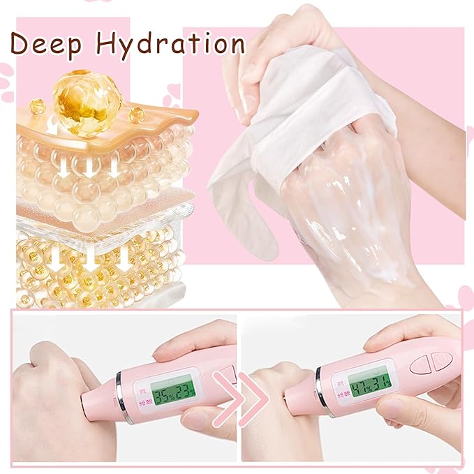 Hand Masks, 6 Pairs Hydrating Exfoliating Hand Peeling Mask, Smooth Hand Masks Moisturizing Gloves Overnight for Dry, Rough, Cracked Hands, Hand Skin Moisturizer Glove for Women Men（D