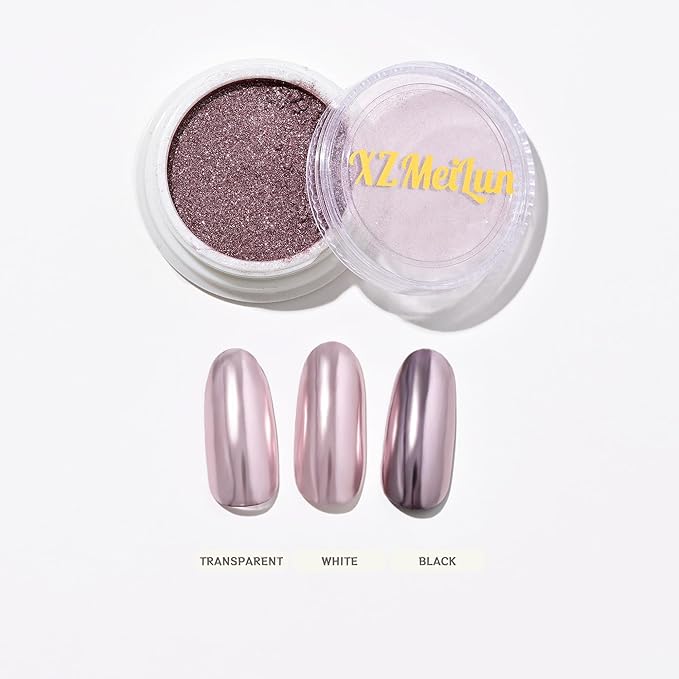 Champagne Purple Magic Mirror Chrome Nail Powder, Big-Capacity 1.5g Metallic Dust Holographic Effect Powder Pigment Glitter Manicure Kit, Nail Art, Can Mixed with Builder Gel Nail Polish Use