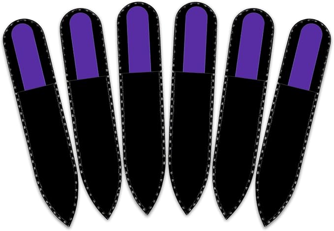Color Crystal Nail File in Black Pouch - Small/Purse Size - Czech Tempered Glass - Handmade in Czech Republic