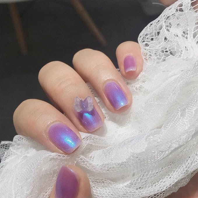 COSMOO Blue Shimmer Nail Polish, Shimmer Blue Long-Lasting Quick Dry Nail Lacquer, Shimmer Iridescent Nail Art Varnish