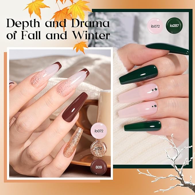 Beetles Gel Nail Polish Set - Seasons Variations 48 Colors Gel Polish Kit Brown Nude Pink Red Blue White with Base Top Coat Home DIY UV LED Soak Off Nail Art Salon Manicure Starter Kit Gift for Women