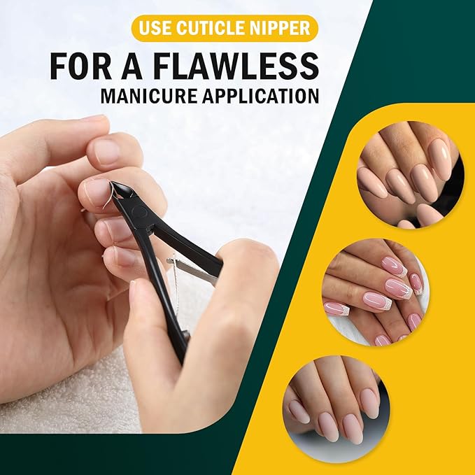 FVION 4mm Jaw Professional Cuticle Nippers, Salon-Quality Trimmers for Precision Nail Care, Premium Stainless Steel Clipper Remover Tool - Black