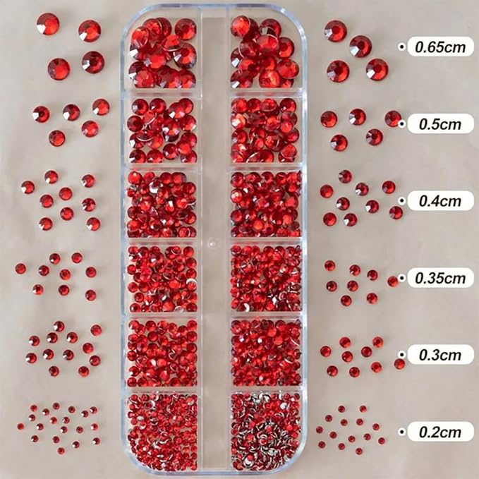 0.8mm Caviar Beads for Nails 6 Sizes Mini Small Stainless Steel Art Decorations Gun Grey Beads DIY Tool Nail Studs Accessories Gold Charms for Nails (Red)