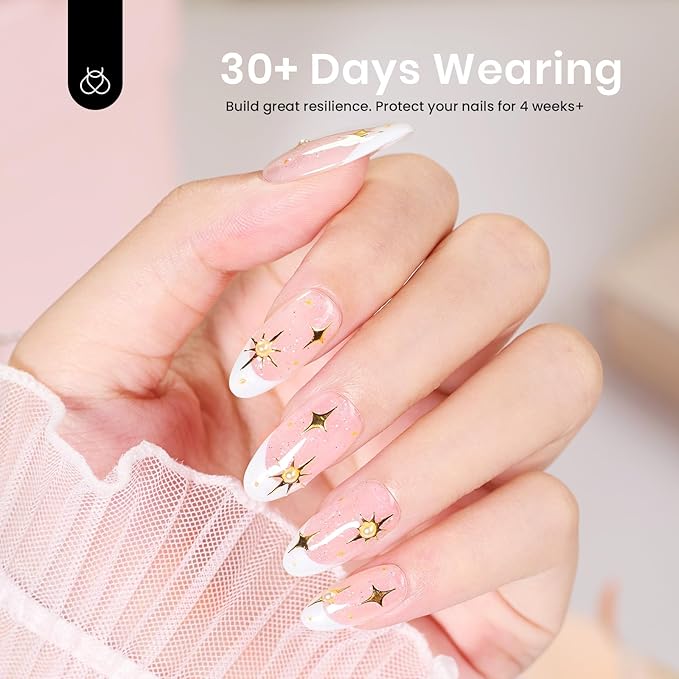 Beetles Builder Gel for Nails-Starlit Nude 7 in 1 Nail Thickening Strengthening Building Apex for Beginner DIY Salon at Home,Shimmer Pink Builder Nail Gel,UV & LED Lamp Cured Needed