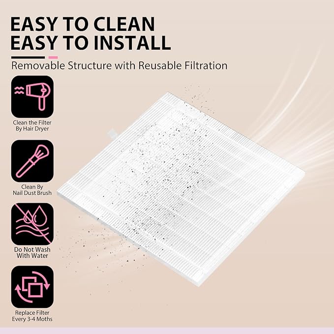 Nail Dust Collector, Powerful Vacuum Fan Vent Dust Collector Extractor Dust Suction Machine for Acrylic Nails Polishing, Nail Salon,Pink Diamond