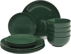 Gibson Home Simple Essential 12 Piece Plates and Bowls Porcelain Solid Color by GibsonHomewares