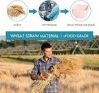Teivio 16-piece Plastic Wheat Straw Square Dinnerware Set - Image 7