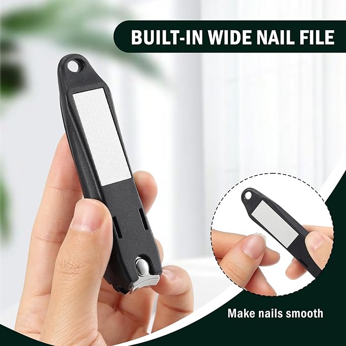 FVION Large Nail Clippers with Catcher - 2pcs Set | Anti-Splash Toenail Clipper and Finger Nail Clipper Adult for Effortless Nail Care | Self-Collecting Nail Cutters for Impeccable Nails