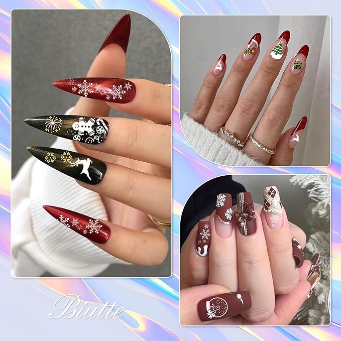Biutee Nail Stamping Plate 20Pcs Nail Stamper Kit 16Pcs Nail Art Stamping Plates with Silicone Stamper, Scraper & Storage Bag, Stamp Plates Star Plaid Love Leaf Template Halloween Design Gift