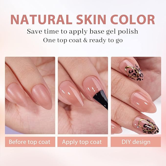 BTArtbox Short Almond Nail Tips - Soft Gel Nail Kit with Tip Primer Base, 160 pcs Brown Pre-colored Fake Nails with Gel Nail Glue and Top Coat Nail Extension Kit for Women's Gift