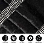 Elegant Sequin Rhinestone Black Table Runner, Ombre Velvet, Modern Style - Image 5