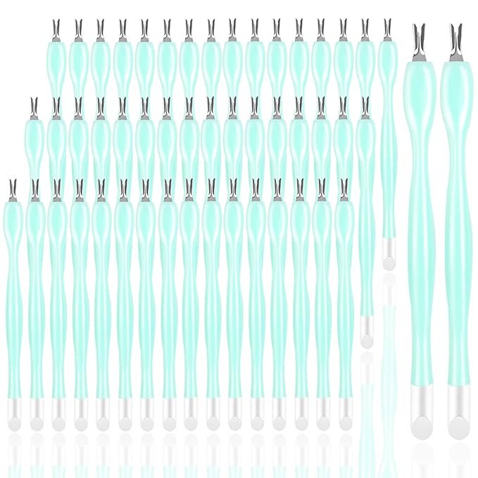 50Pcs Nail Cuticle Trimmer Rubber Nail Cleaner, Plastic Handle Cuticle Knife, Double End Nail Dead Skin Fork Cuticle Pusher Bulk Nail Art Cuticle Remover Tools for Girls Women and Men-Green…