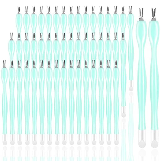 50Pcs Nail Cuticle Trimmer Rubber Nail Cleaner, Plastic Handle Cuticle Knife, Double End Nail Dead Skin Fork Cuticle Pusher Bulk Nail Art Cuticle Remover Tools for Girls Women and Men-Green…