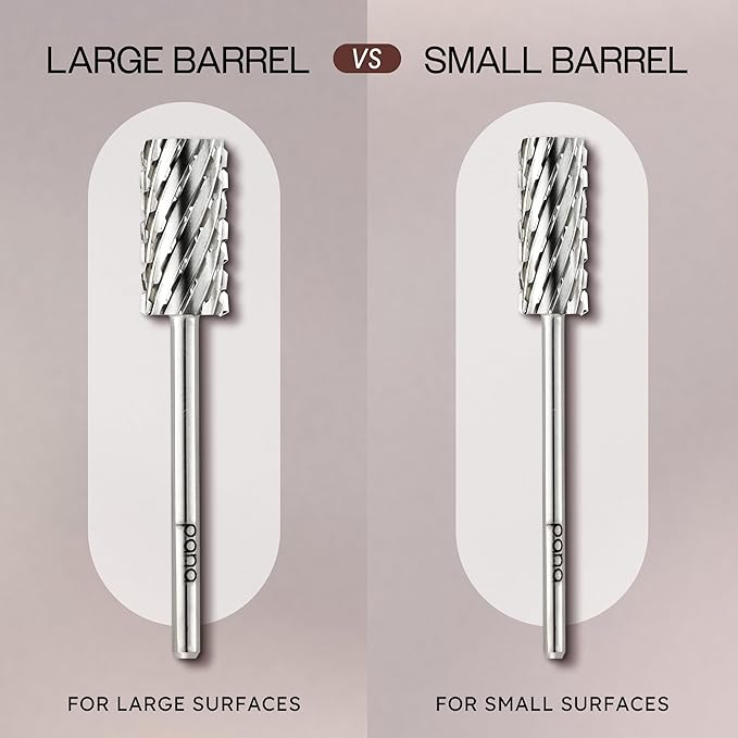 PANA Professional 3/32" Shank Size - Flat Top Large Barrel Silver Carbide Bit 3X Coarse Grit - Nail Drill Bit for Dremel Machine