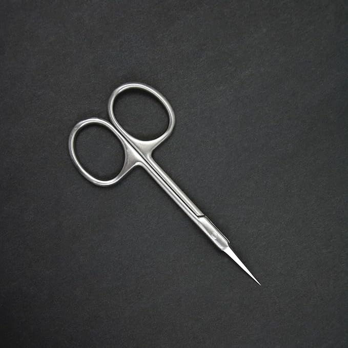 Cuticle Scissors Extra Fine Curved Blade Beauty Scissors for Eyebrow, Eyelash, Manicure, Pedicure and Dry Skin (Curved Tip)