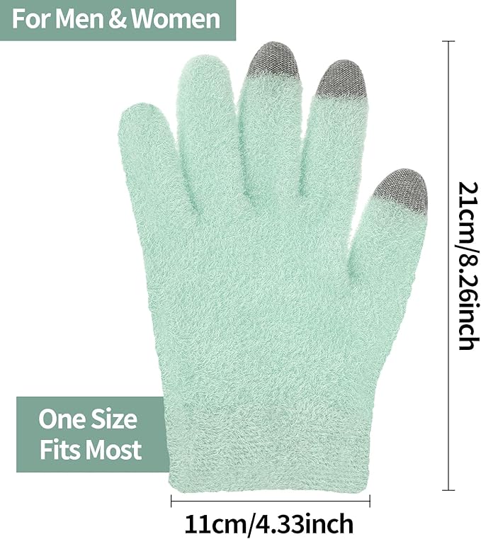 SPA Gloves for Dry Hands Overnight Moisturizing Gloves with Good Lining, Touch Screen Moisturizing Gloves for Women & Men Reusable Cotton Gloves for Eczema for Sleeping (Green)