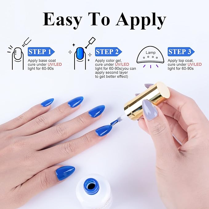 Imtiti Gel Nail Polish, 1 Pcs 0.5 Fl Oz Electric Blue Gel Polish Soak Off LED U V Nail Gel Polish Nail Polish DIY Nail Art Starter Manicure Salon Gel Nail Kit for Women Girls