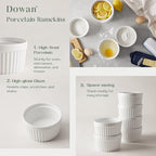 DOWAN Ramekins 12 oz Oven Safe, Creme Brulee Ramekin Souffle Dishes - Image 5