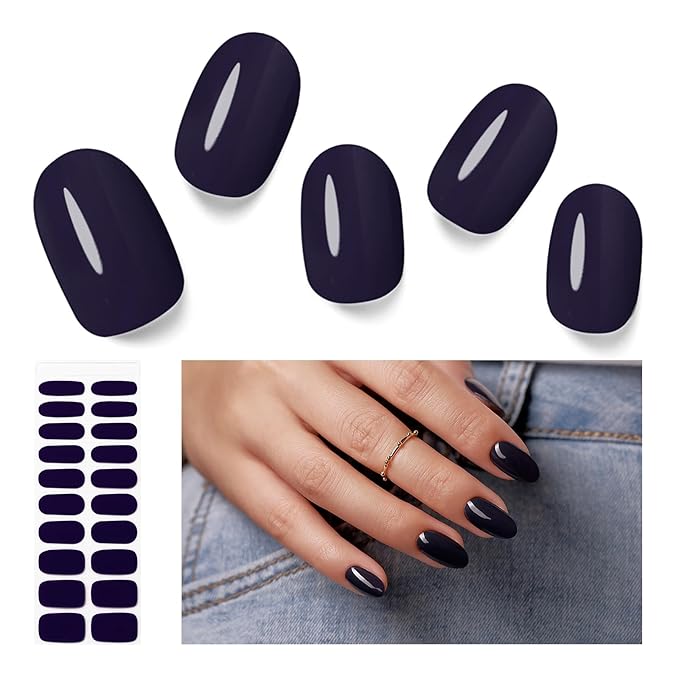 Semi Cured Gel Nail Strips, 20 PCS Stickers Work with UV Light, Gel Nail Wraps, Salon Quality & Easy to Use - Haze Blue