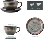 10Oz ceramic coffee cup and saucer sets, elegant striped pattern, unique kiln - Image 2