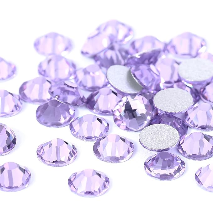 Novani Crystal Rhinestones, Flatback Loose Gemstones 1440pcs Glass Rhinestones for Clothes Shoes Crafts Makeup Nail Art and DIY Decorations(SS6, Lavender)