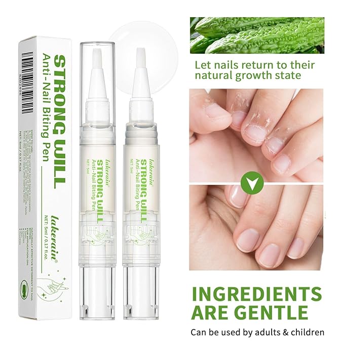 Nail Biting Prevention for Kids & Adults - Anti-Nail Biting Pen, Bitter Tast Nail Polish, 2-in-1 Nail Strengthener & Repair, Thumb Sucking Deterrent
