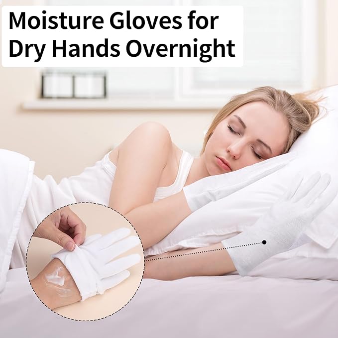 Extra Large Touch Screen Gloves, 5 Pairs White Cotton Gloves for Art Handling, Coin Handling, Jewelry, Photography, for Dry Hands Sleeping, with Pack of 20 Touch Screen Stickers