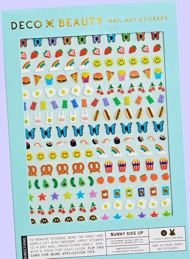 Deco Beauty Sunny Side Up Nail Stickers - Lightweight & Easy-to-Apply Nail Art with Cute & Trendy Design - Durable & Long-Lasting Nail Stickers for Women, Ideal for DIY Manicures
