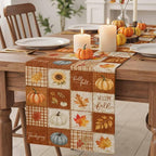 Fall Checkered Table Runner 72 Inches Long, Thanksgiving Pumpkins Table Runners - Image 2