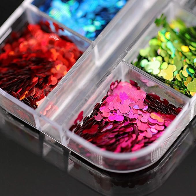 12 Color Nail Glitter Sequins 3D Shiny Flakes - Gold Glitters, Sparkle Decor DIY Craft